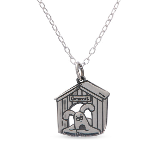 Etched Gromit Kennel Necklace (Sterling Silver)