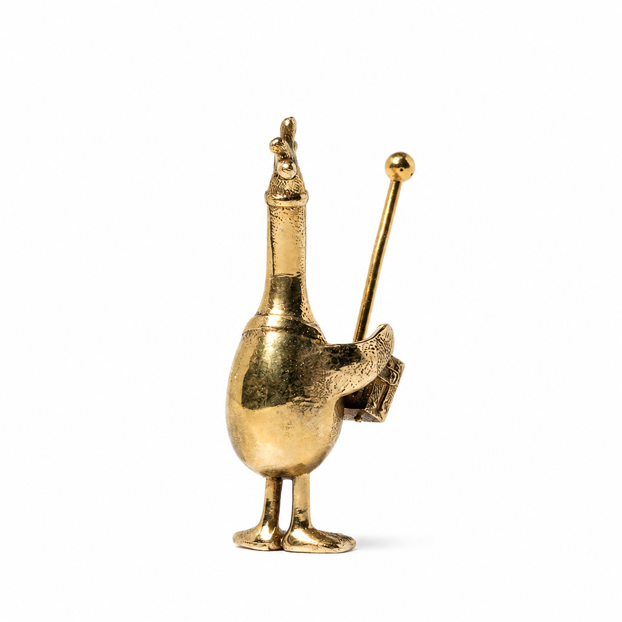 Right-side view of Feathers McGraw miniature bronze figurine showing the sculpted bronze detail.