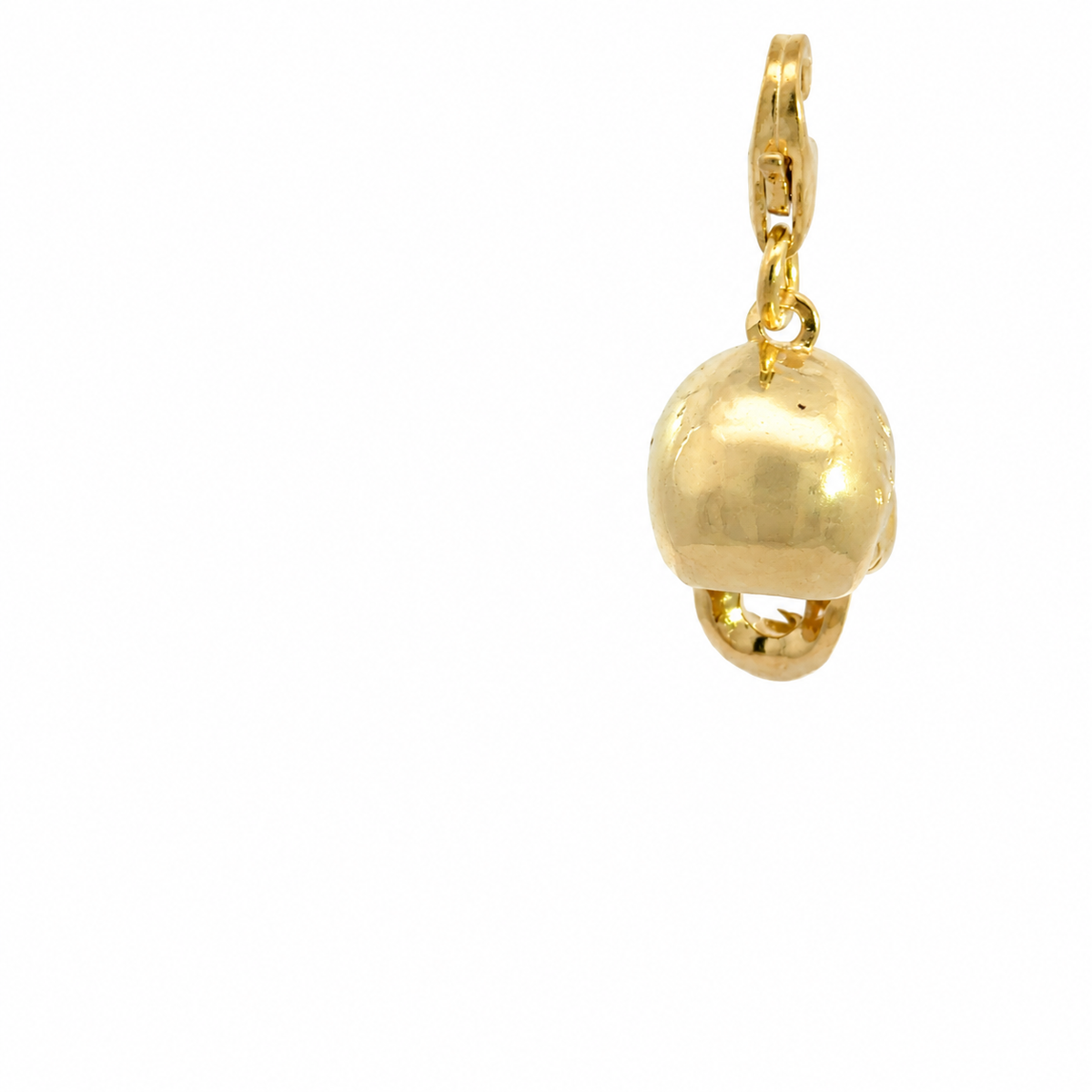 Back view of the Frida Kahlo Calavera Skull Charm in 18ct gold vermeil, showing its rounded shape and lobster clasp.