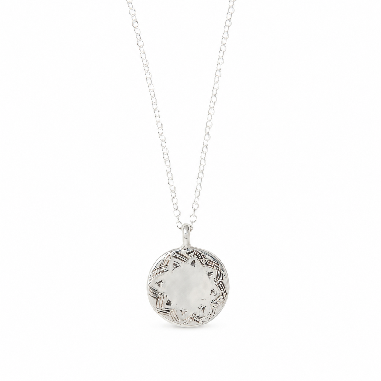 Frida Kahlo folk art disc necklace in recycled sterling silver