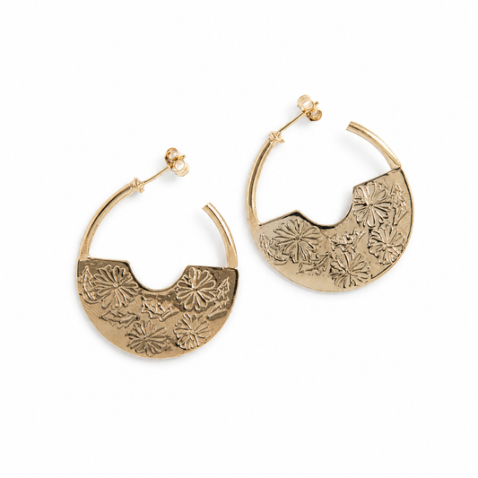 Frida Kahlo Marigold Creole Hoop Earrings in 18ct gold vermeil