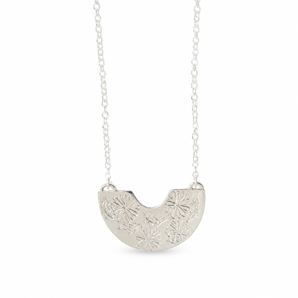 Frida Kahlo Marigold Creole Necklace in recycled sterling silver