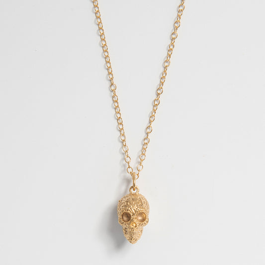 Frida Kahlo Aztec Skull Necklace Gold