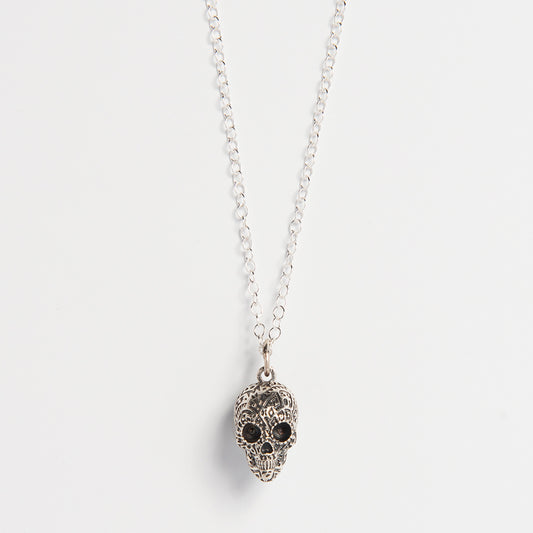 Frida Kahlo Silver Aztec Skull Necklace 