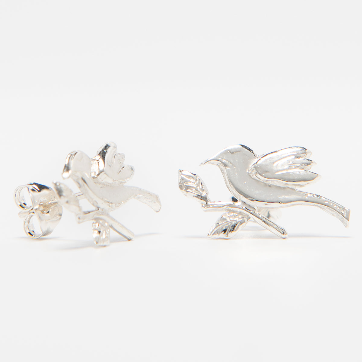 Frida Kahlo Silver Bird Stud Earrings