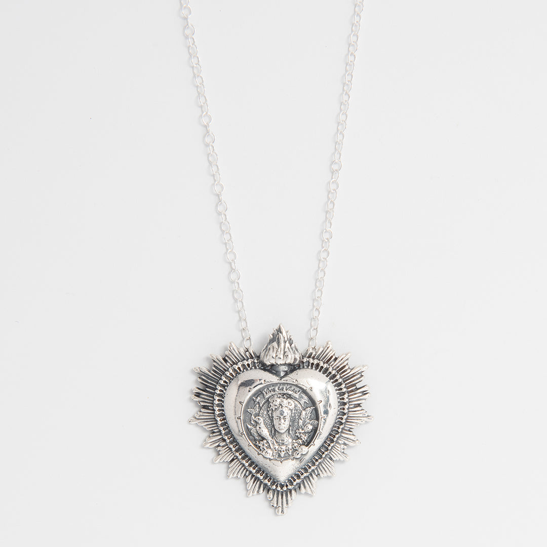 Frida Kahlo Heart Pendant Necklace 925 Sterling Silver