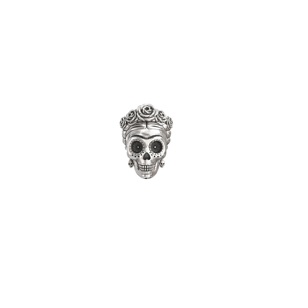Frida Kahlo Sugar Skull Charm (Sterling Silver)