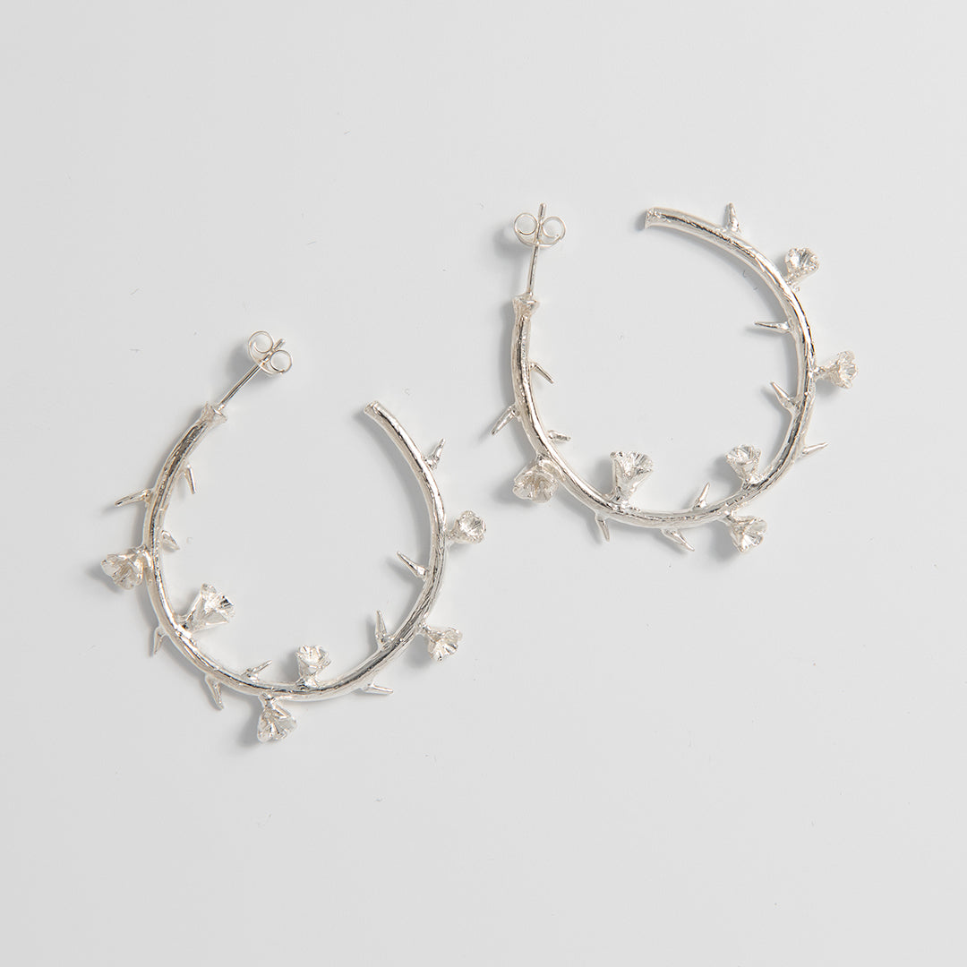 Frida Kahlo Thorn Hoop Earrings Sterling Silver by Licensed To Charm