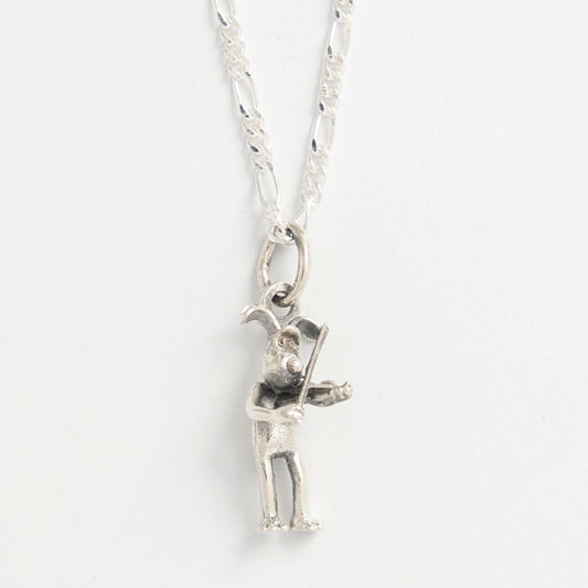 Gromit playing the violin charm necklace in sterling silver.