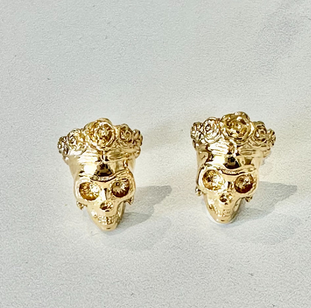 Frida Kahlo Gold Vermeil Sugar Skull Earrings