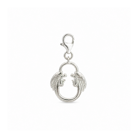 Sterling silver Jesus Christ Superstar logo charm showing the clasp and back detail on a white background.