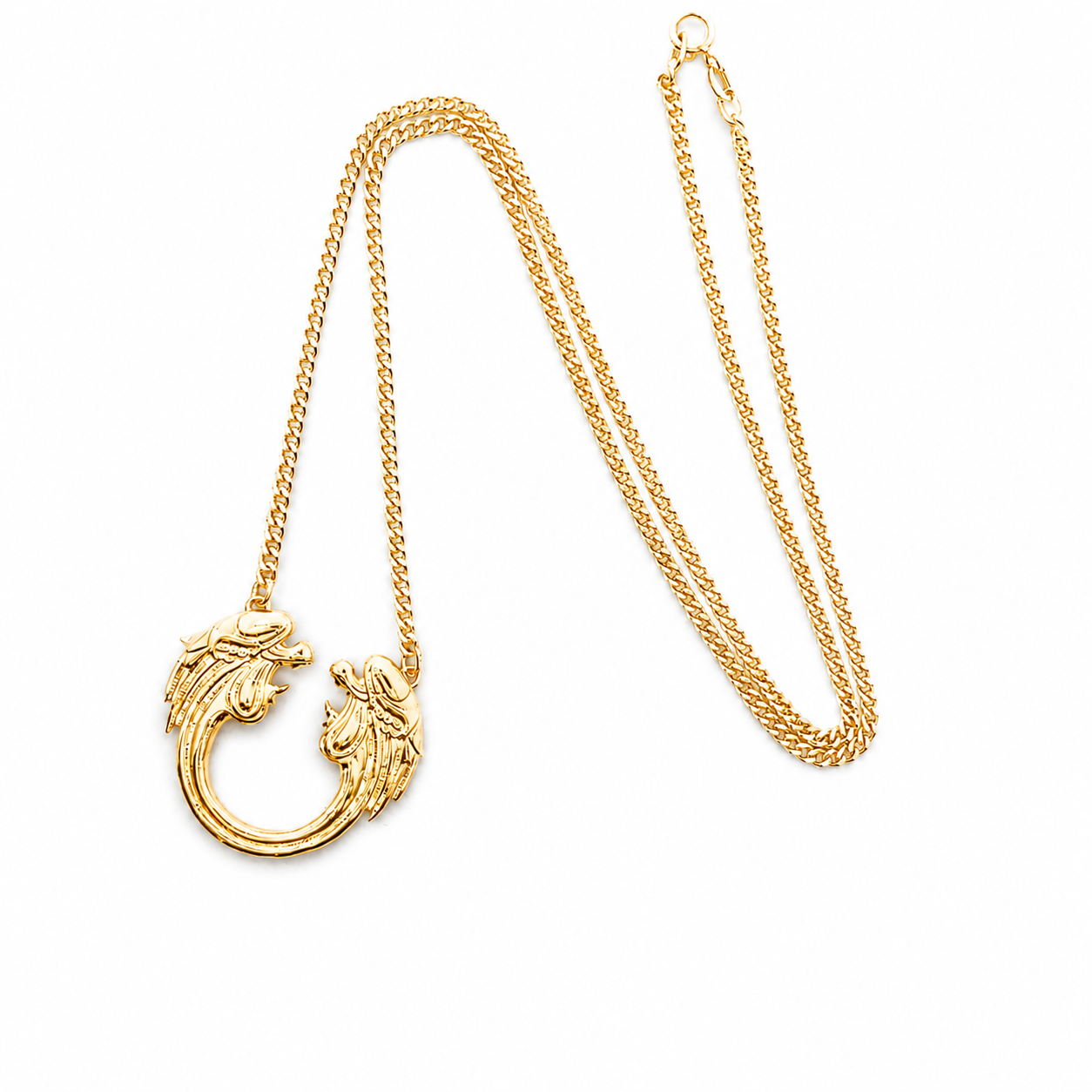 Jesus Christ Superstar 18ct gold vermeil large pendant necklace on a 60cm chain, styled on a clean white background.