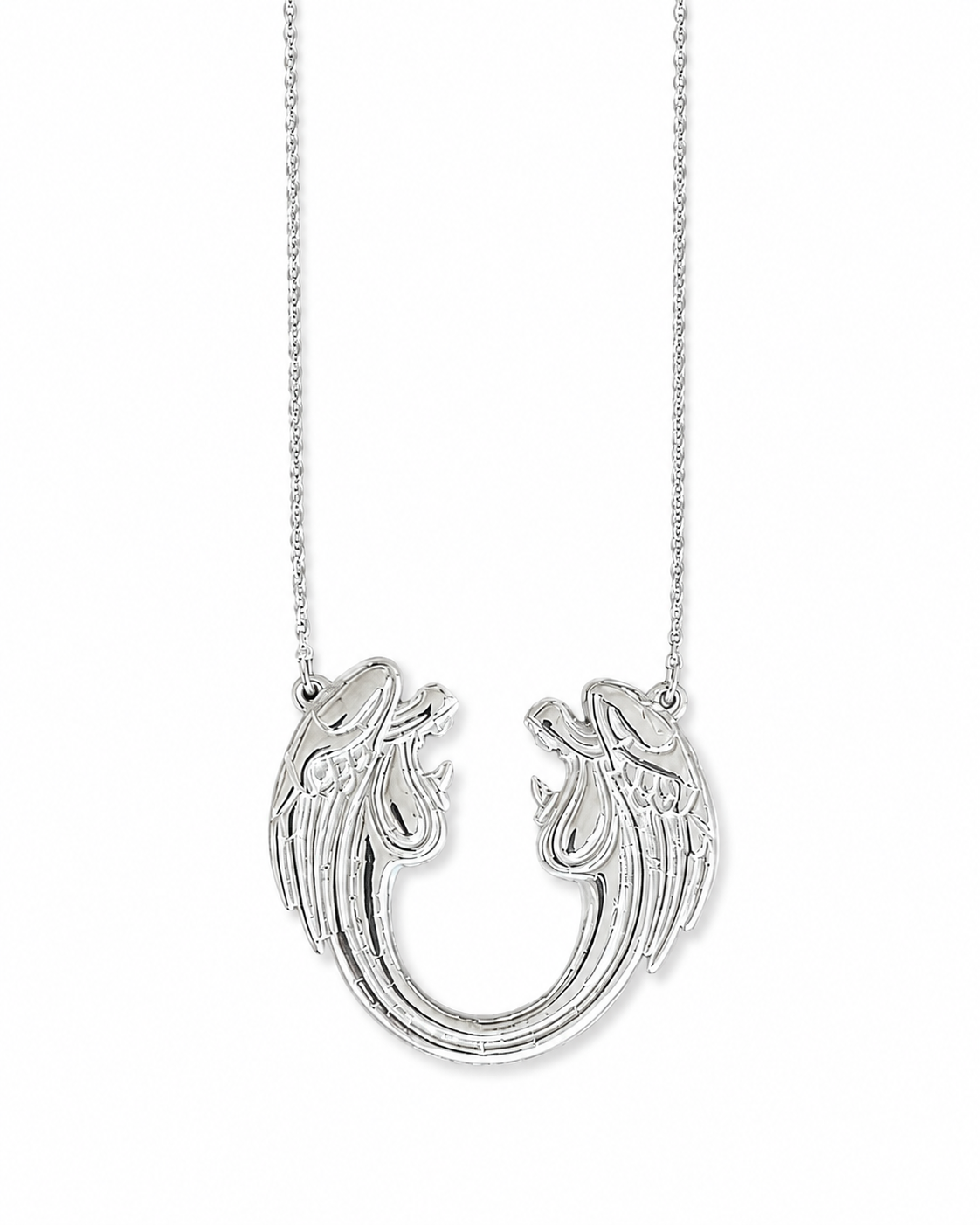 Large sterling silver Jesus Christ Superstar pendant necklace on a clean white background.