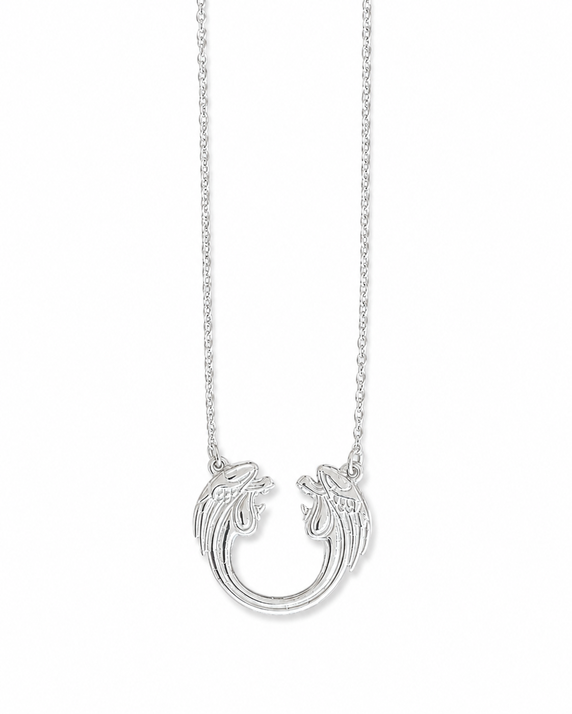Small sterling silver Jesus Christ Superstar pendant necklace on a clean white background.