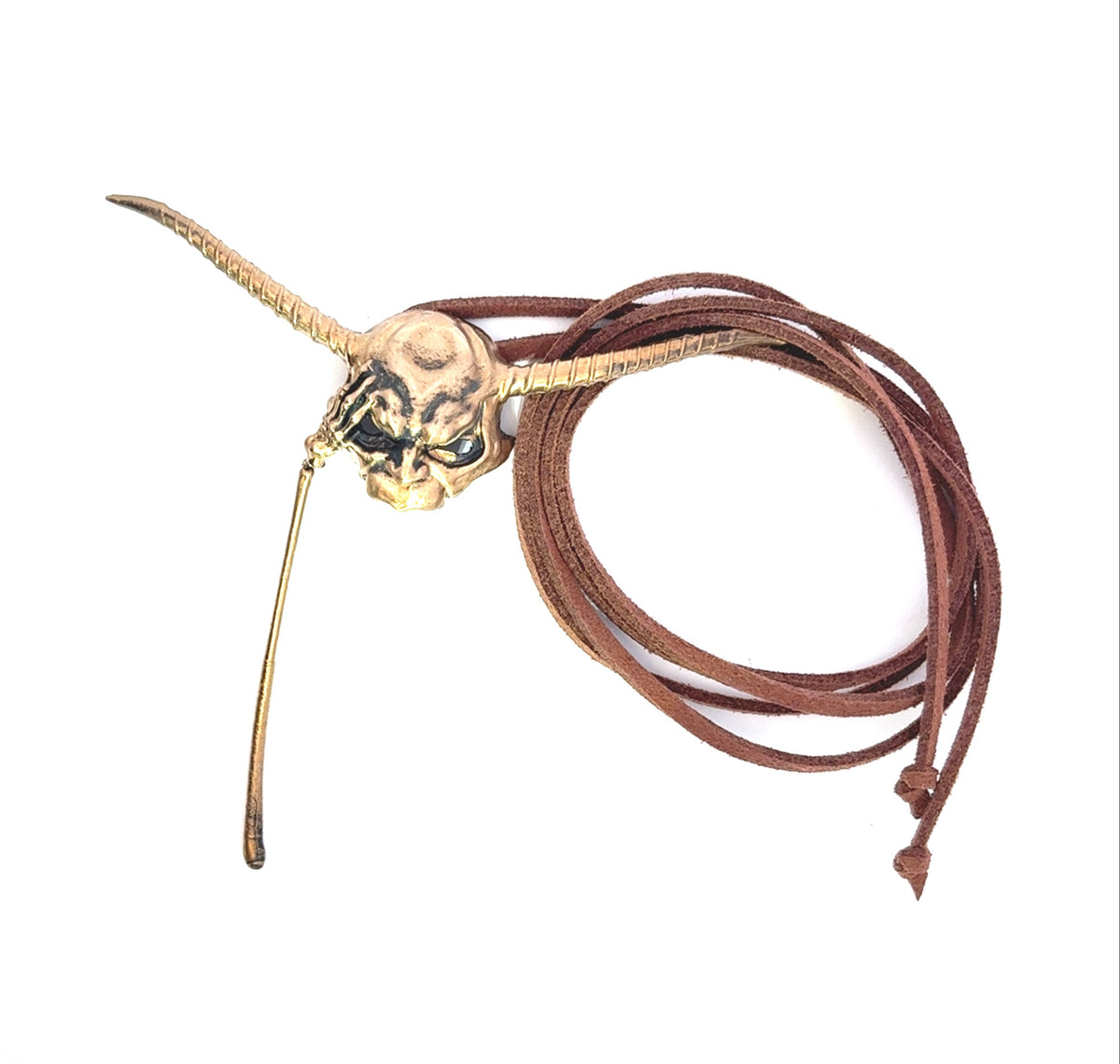Labyrinth Goblin King Mask bronze necklace with brown cord