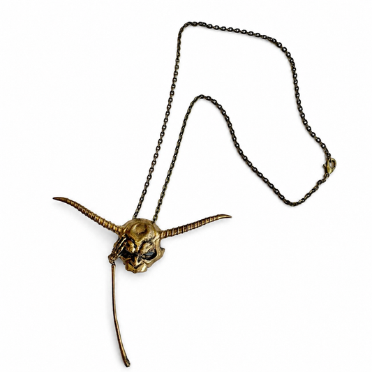 Labyrinth Goblin King mask bronze necklace inspired by the mask worn by Jareth, portrayed by David Bowie.