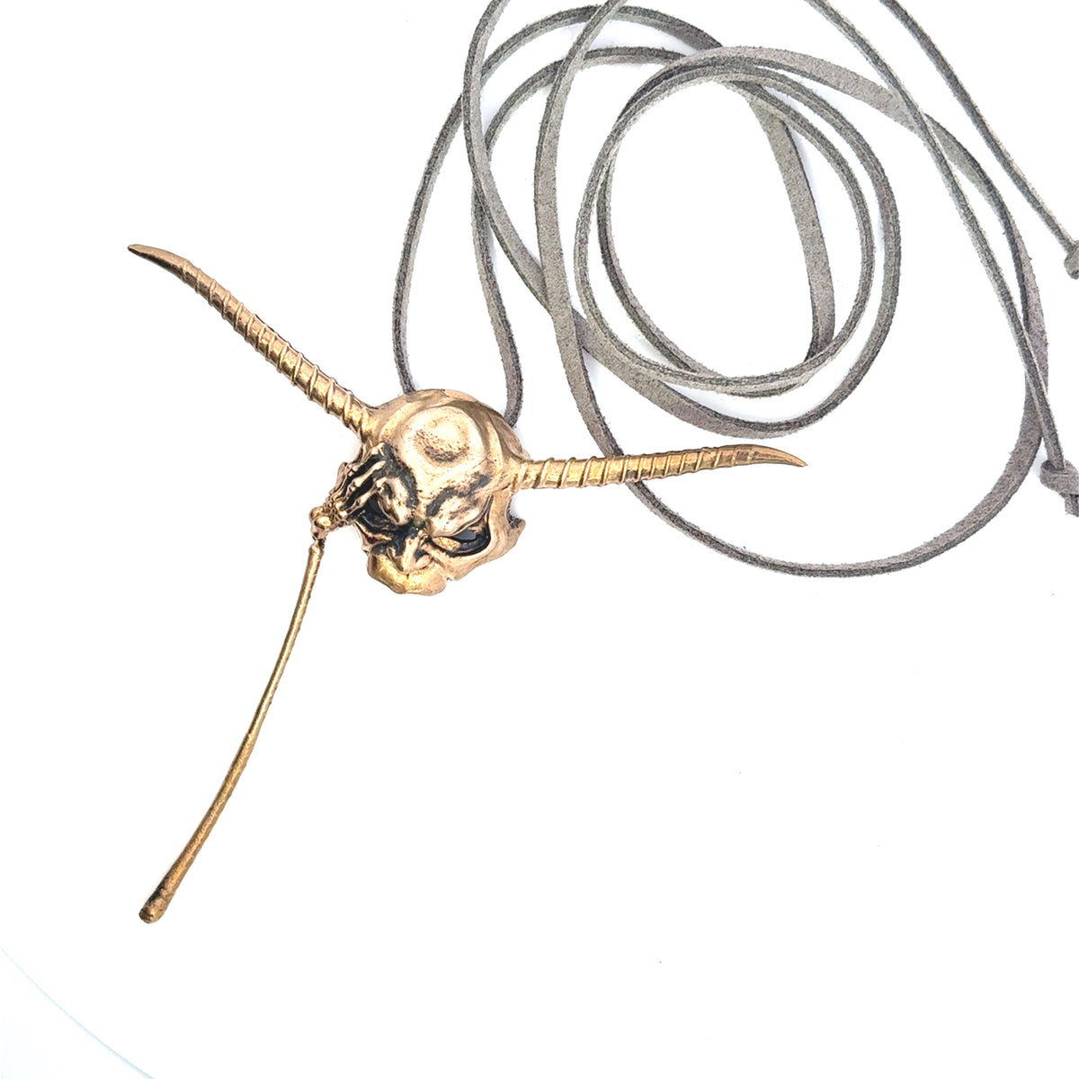 Goblin King Mask bronze necklace with grey cord