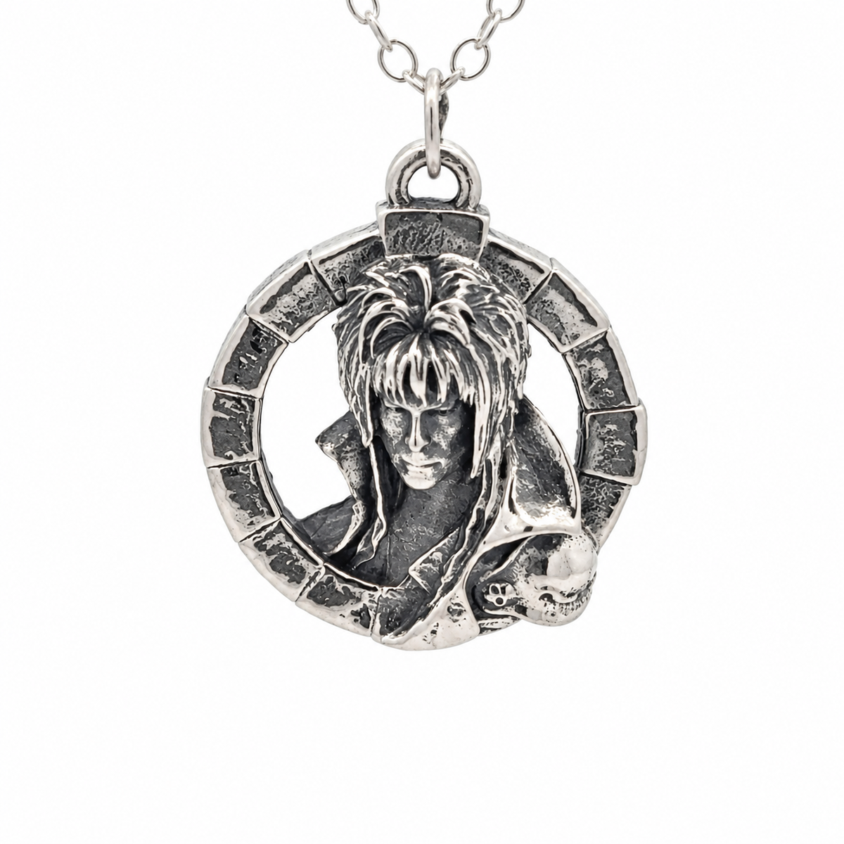 Jareth Goblin King sterling silver pendant featuring detailed character design