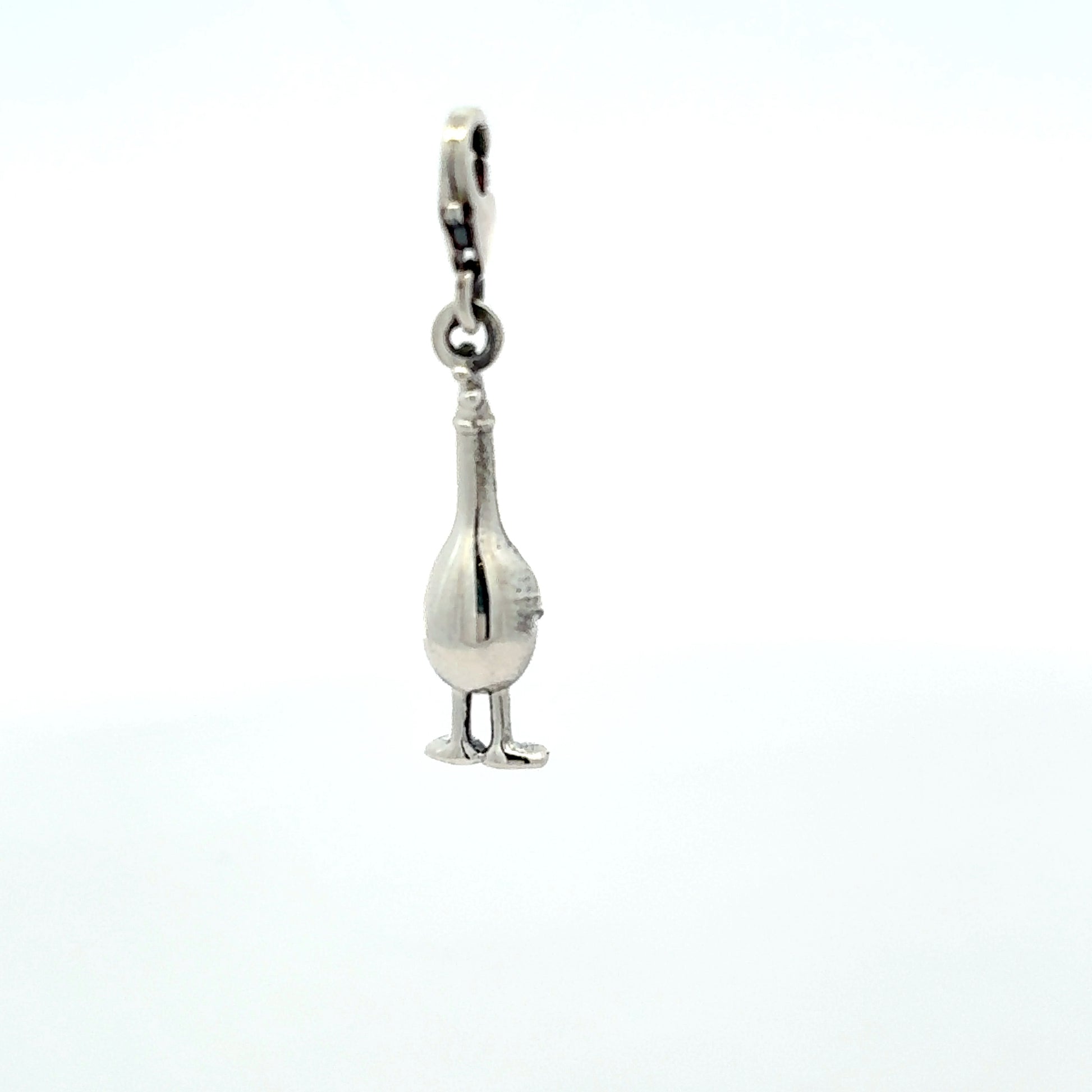Back view of Feathers McGraw sterling silver clip-on charm by Licensed To Charm, Wallace & Gromit official jewellery