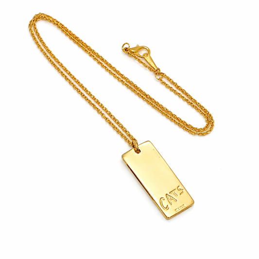 Licensed To Charm Cats number plate necklace in gold plate back view