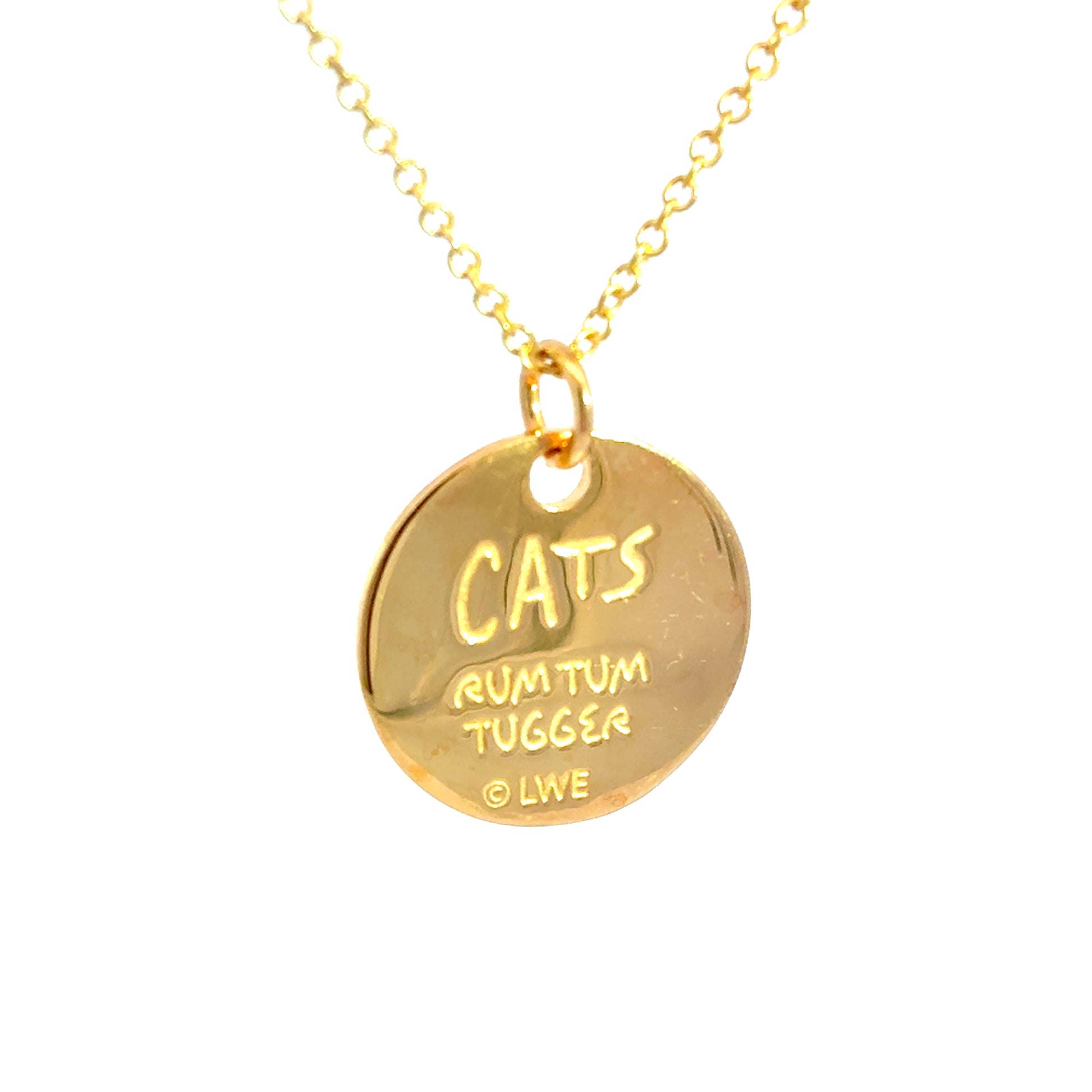 Licensed To Charm CATS Rum Tum Tugger gold plate necklace, officially licensed musical theatre jewellery for CATS fans