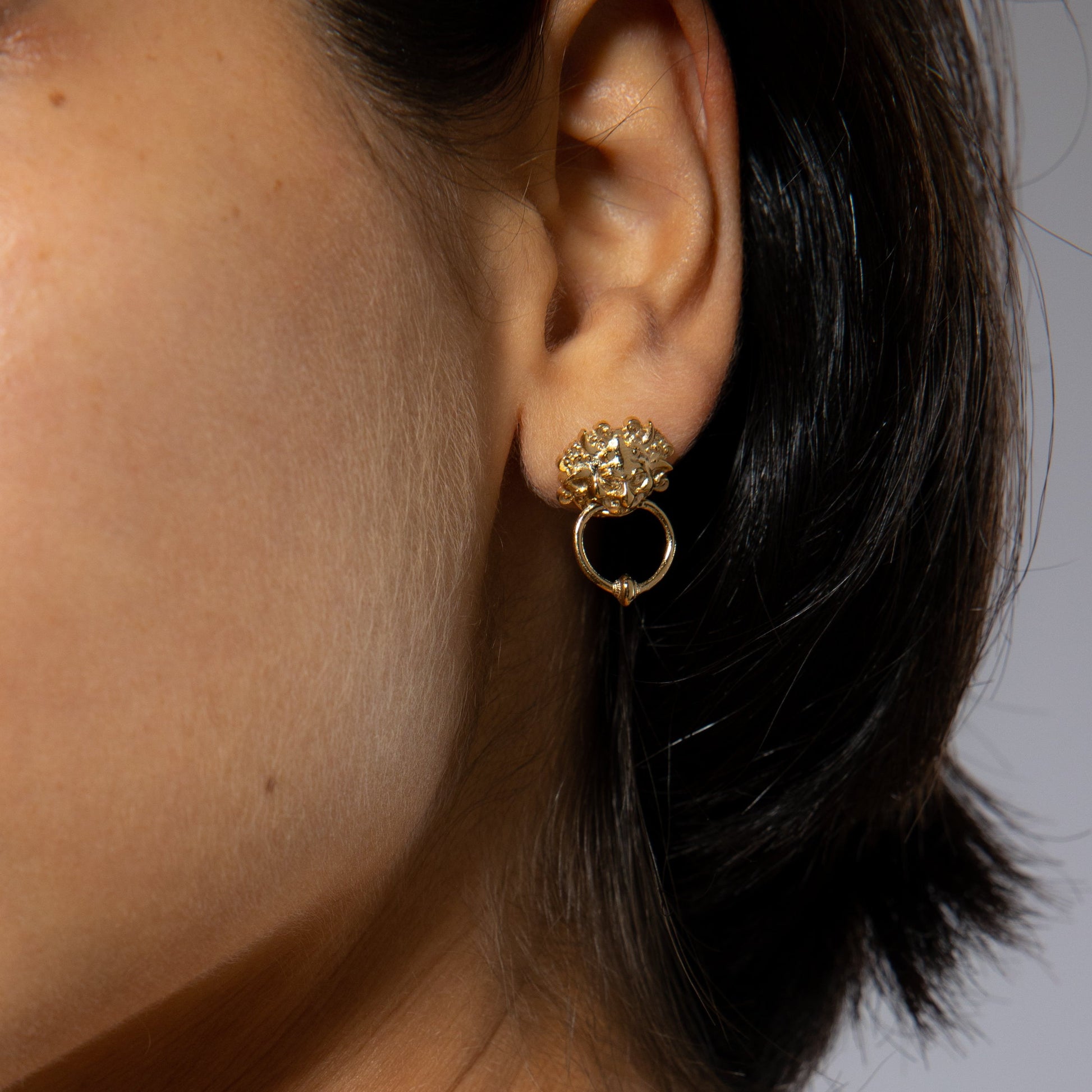 Licensed To Charm Labyrinth Door Knocker Earrings – Model Wearing