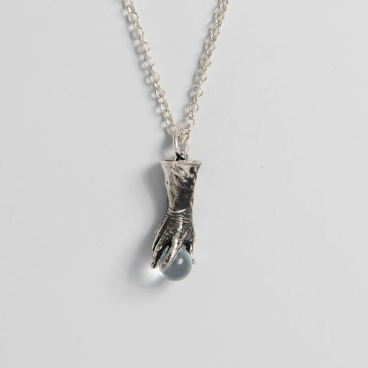 Licensed To Charm Labyrinth Goblin King Crystal Ball Necklace in sterling silver, handmade UK jewellery gift