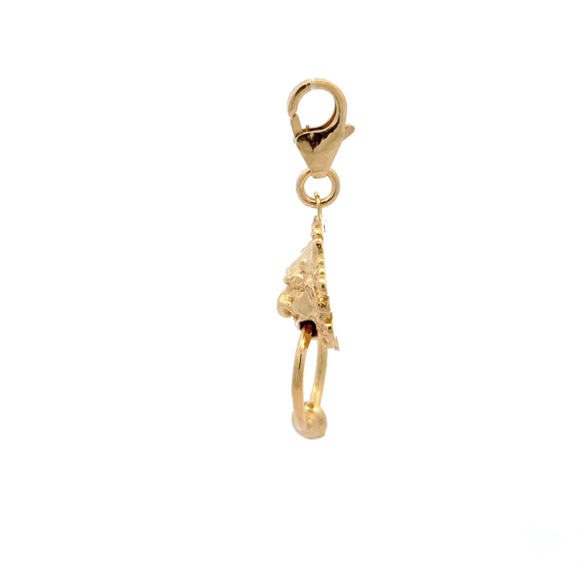 Licensed To Charm gold vermeil Labyrinth Left Door Knocker Charm – angled view highlighting the intricate sculpting and polished gold vermeil finish.