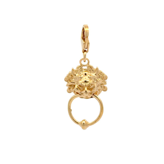 Licensed To Charm gold vermeil Labyrinth Left Door Knocker Clip-On Charm – front view showing the character’s mischievous face and signature movable ring detail.