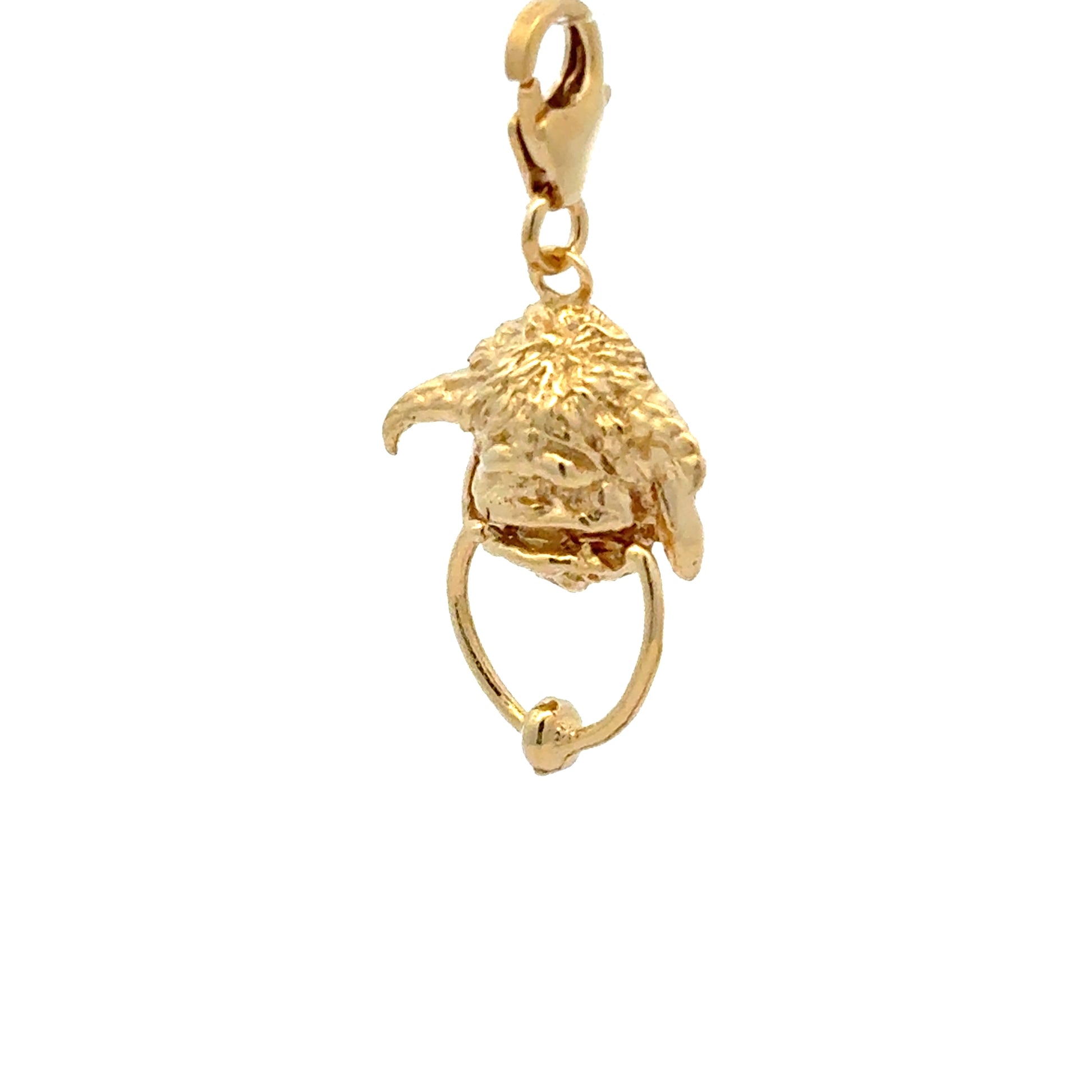 Licensed To Charm gold vermeil Labyrinth Ludo Charm – angled view highlighting the intricate sculpting of his facial features and polished gold vermeil finish.