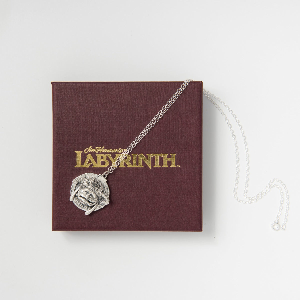 Licensed To Charm Labyrinth Ludo sterling silver necklace with official Labyrinth branded jewellery box, collector’s gift.