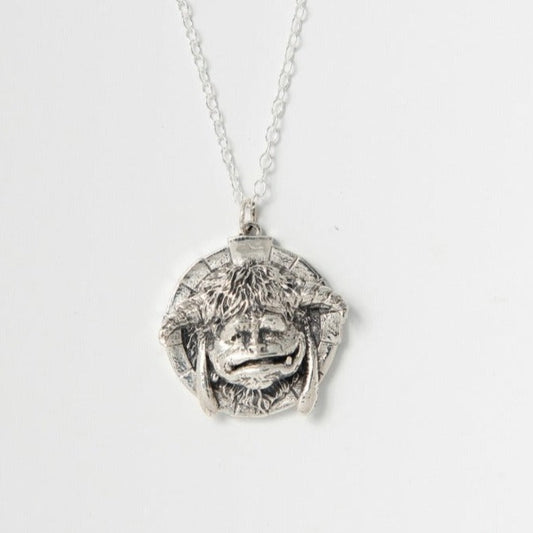 Licensed To Charm Labyrinth Ludo Necklace in sterling silver, handmade UK jewellery gift inspired by Jim Henson’s film.