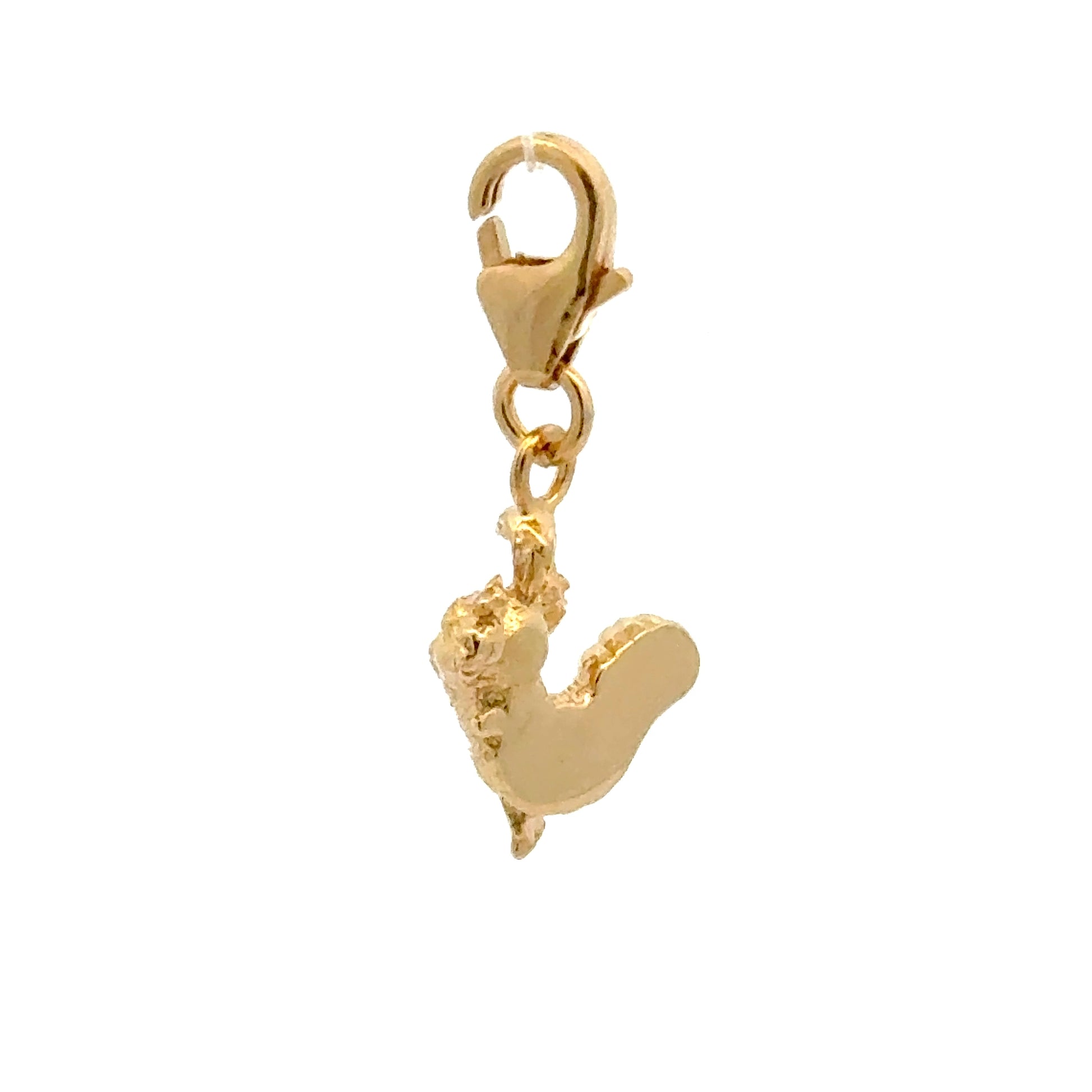 Licensed To Charm gold vermeil Labyrinth Worm Charm – side profile showcasing the 3D sculpting of the Worm’s body and the fine folds of his striped scarf.