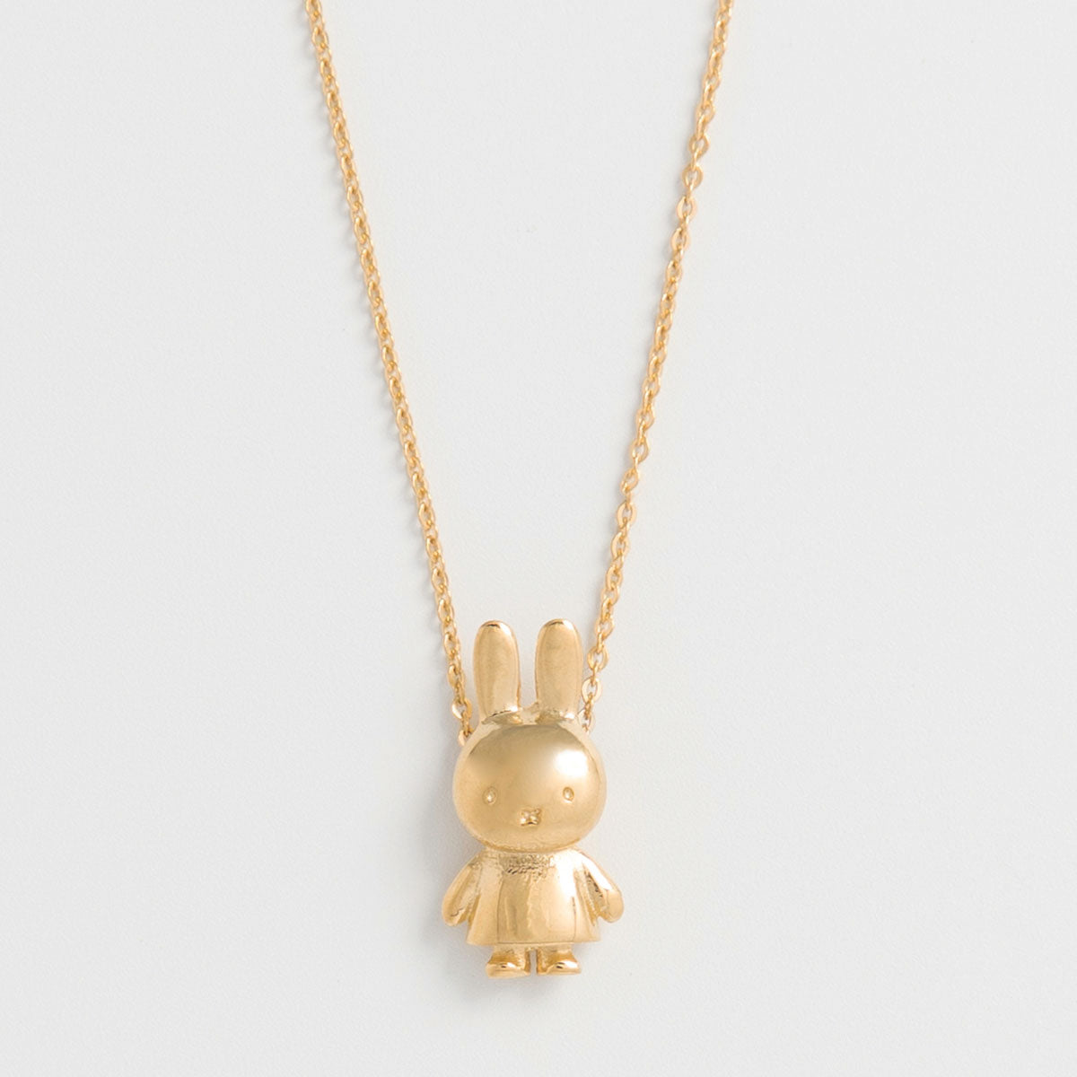 Licensed To Charm Miffy Body Charm Necklace in 18ct gold vermeil, featuring a 3D Miffy in her classic pose. A whimsical gift for Miffy fans and rabbit lovers