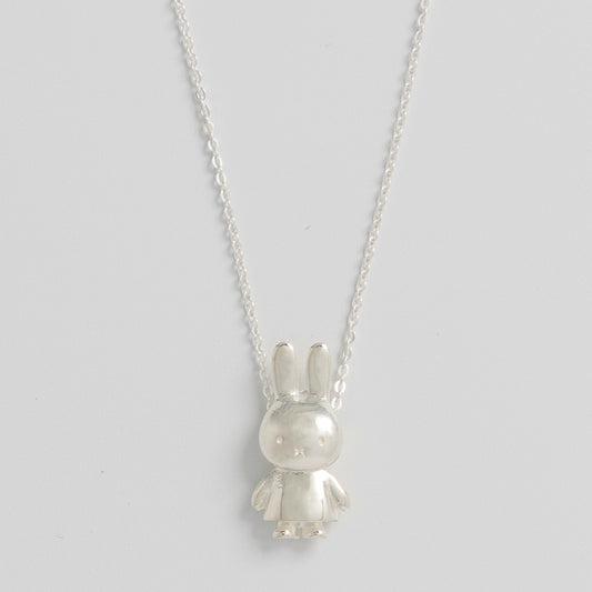 Miffy Body Charm Necklace in sterling silver, featuring a 3D Miffy in her classic standing pose. A charming gift for Miffy fans and rabbit lovers.