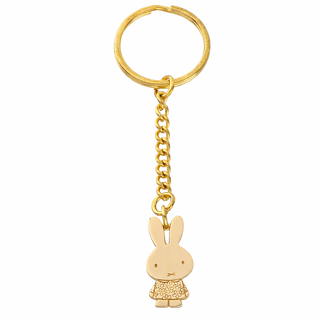 Licensed To Charm gold Miffy daisy bag charm, shown hanging naturally 