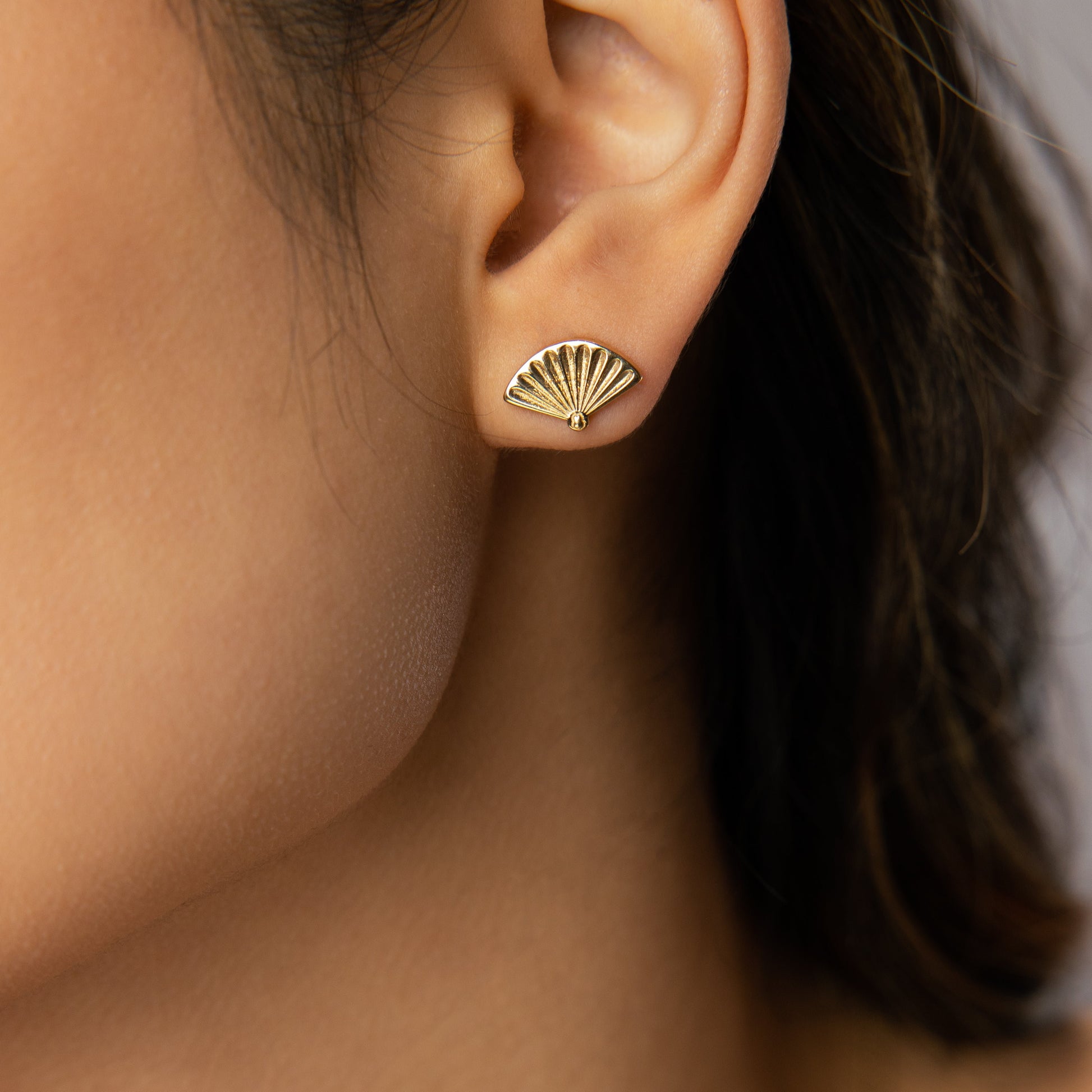 Licensed To Charm Handmade Miffy Fan Stud Earrings in 18ct Gold Vermeil. A playful jewellery gift for birthdays, Christmas & all occasions.