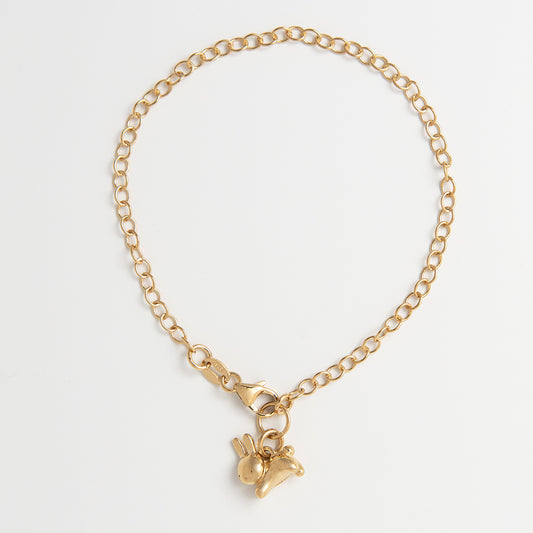 Licensed To Charm Miffy Leaping Rabbit Charm Bracelet in 18ct gold vermeil, featuring a playful Miffy charm. A unique gift for Miffy fans and rabbit lovers.