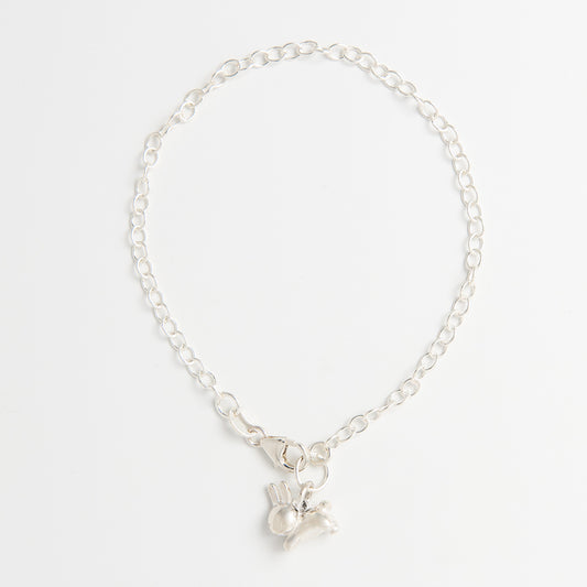 Licensed To Charm Miffy Leaping Rabbit Charm Bracelet in sterling silver, handmade in the UK, officially licensed Miffy jewellery gift.