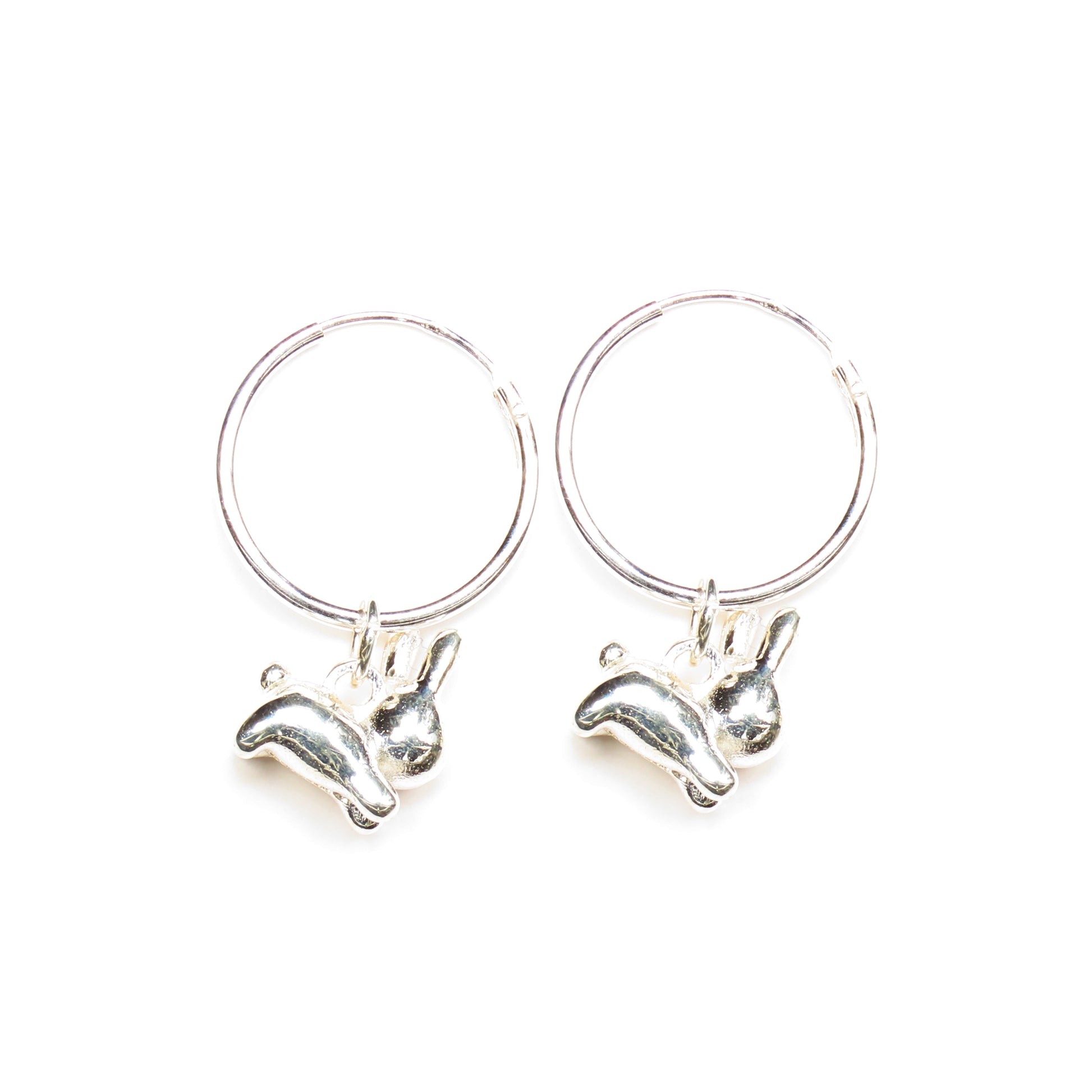 Licensed To Charm Miffy Leaping Rabbit Hoop Earrings in sterling silver, handmade in the UK, officially licensed Miffy jewellery gift.