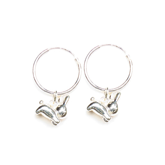 Licensed To Charm Miffy Leaping Rabbit Hoop Earrings in sterling silver, handmade in the UK, officially licensed Miffy jewellery gift.