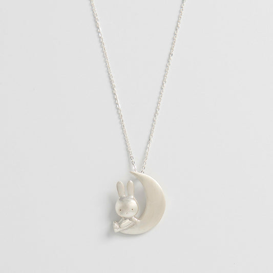 Licensed To Charm Miffy & The Moon Necklace in sterling silver, handmade in the UK, officially licensed Miffy jewellery gift.