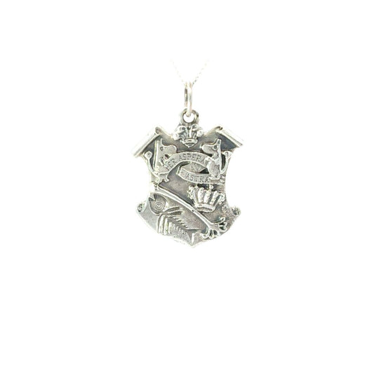Licensed To Charm sterling silver Moomin Crest pendant necklace with engraved crest and the motto Per Ardua ad Astra.