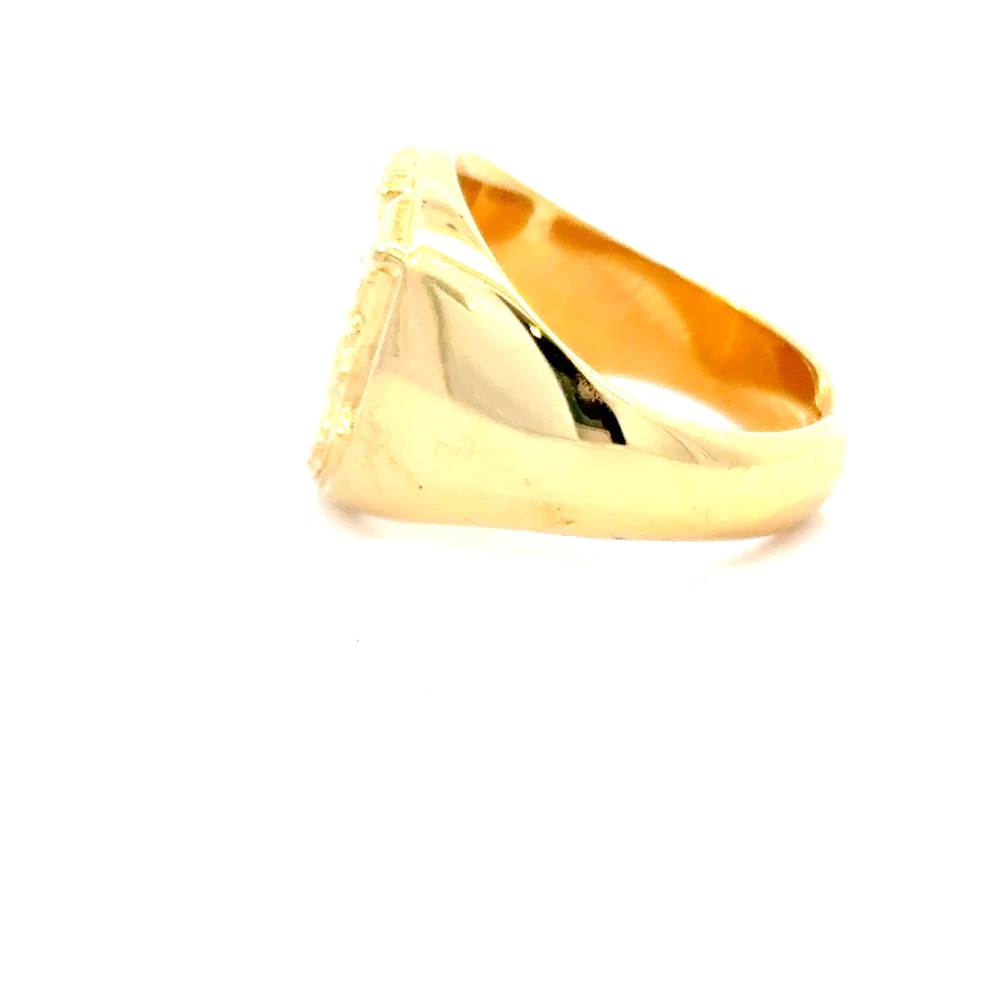 Licensed To Charm adjustable 18ct gold vermeil Moomin Crest signet ring showing open band and polished interior