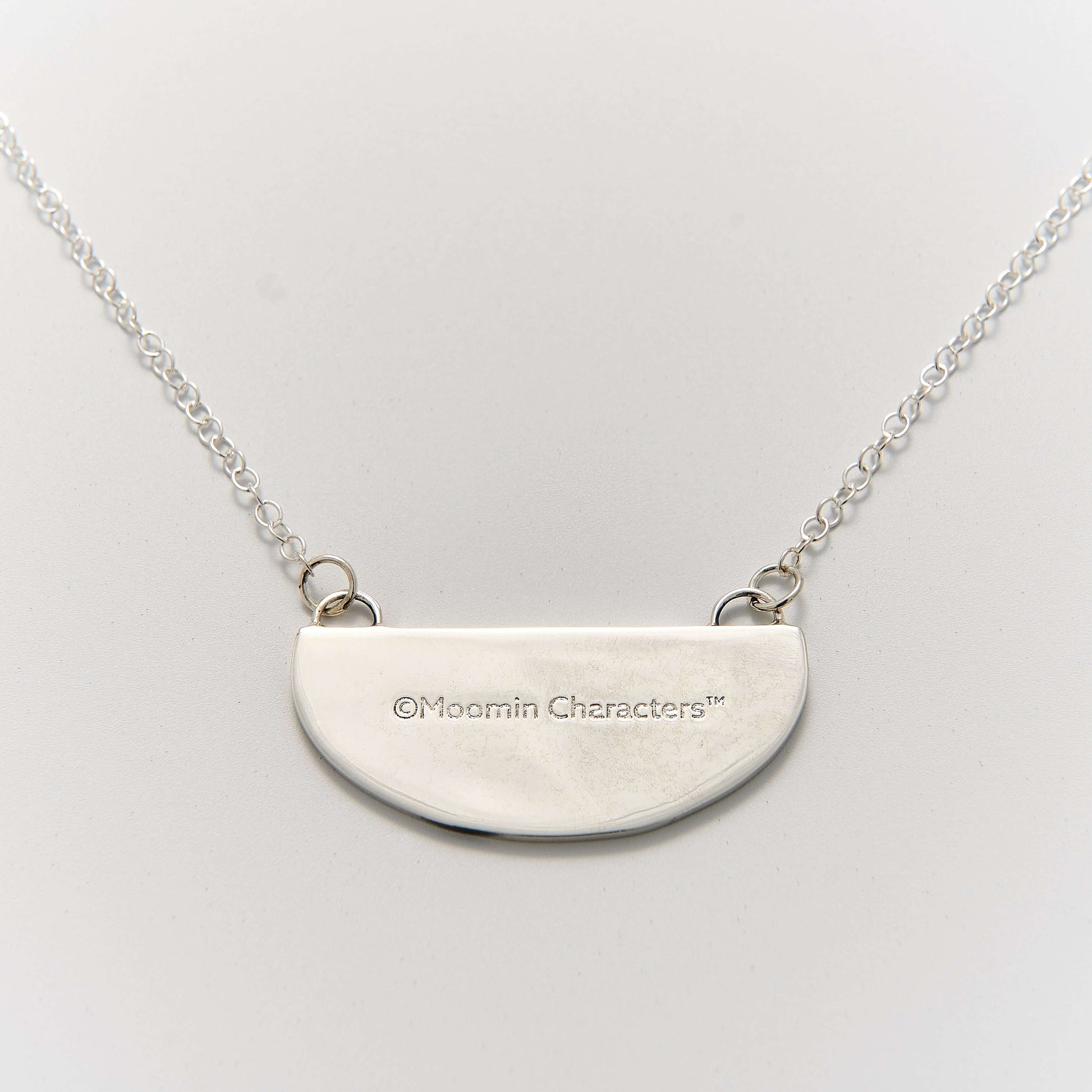 Licensed To Charm Moomin Friends Among Flowers Necklace in sterling silver featuring Moomintroll and Snorkmaiden among flowers with official copyright