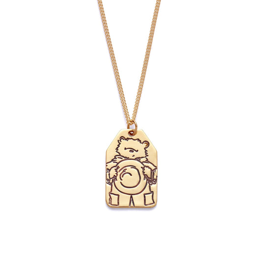 Licensed To Charm Paddington Reversible Luggage Tag Necklace in 18ct Gold Vermeil