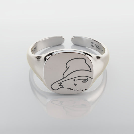 Licensed To Charm Paddington Signet Ring in sterling silver with hidden paw print inside, officially licensed jewellery gift.