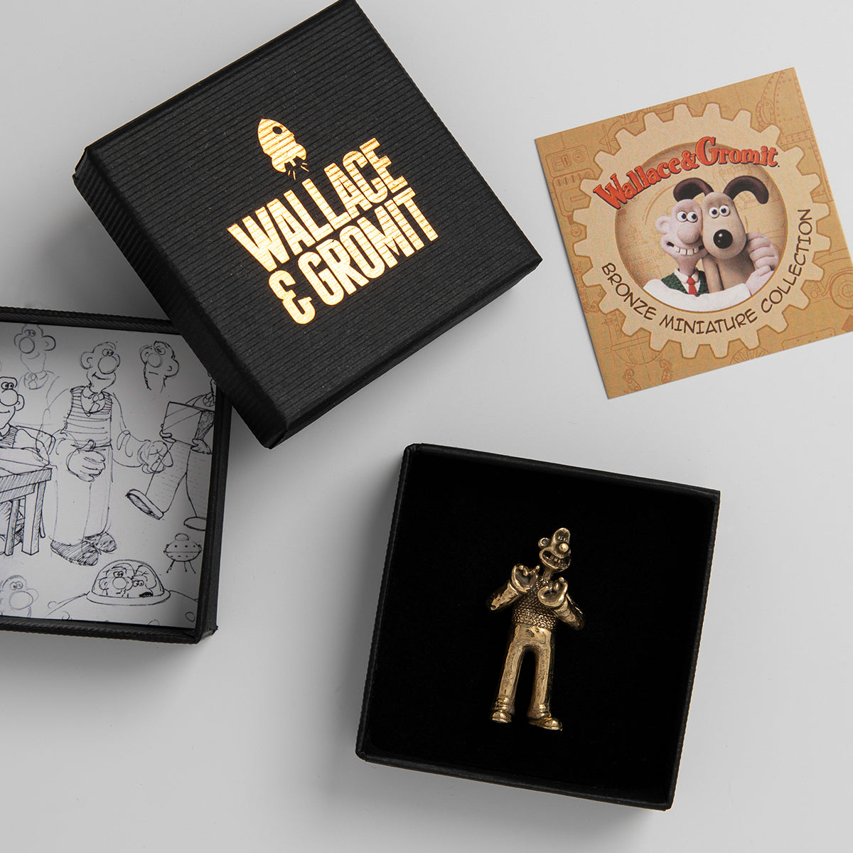 Licensed To Charm Wallace Miniature Bronze Figurine with branded gift packaging set