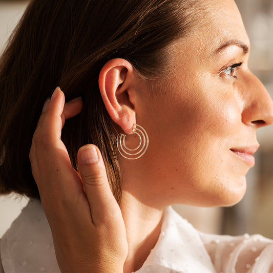 Stackable everyday hoop earrings – handmade in sterling silver.