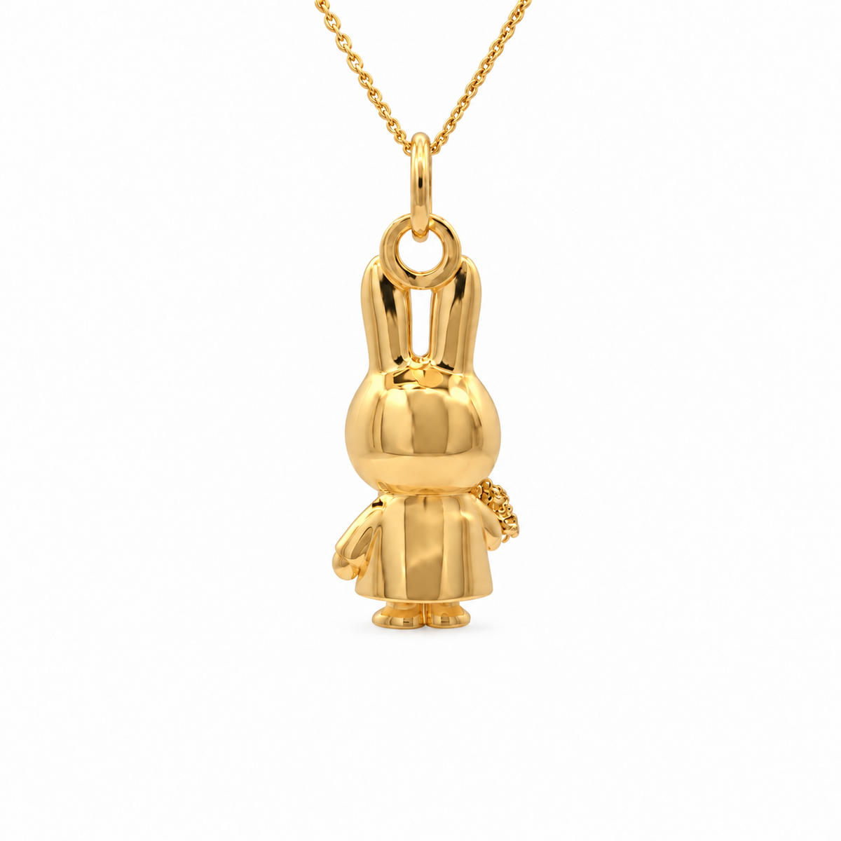 Miffy Holding Flowers Necklace in 18ct gold vermeil, back view
